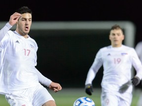 SFU's Carlo Basso scored the winning goal in the 86th minute Thursday in the Clan's 2-1 NCAA Div. 2 Sweet 16 victory over host Grand Canyon. (Photo by Michael Chen)