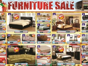 Who would ever pay the regular price on goods at this furniture store again after seeing these kinds of discounts?