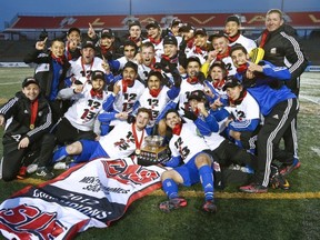 Victory is sweet for the UBC Thunderbirds, who won a 12th men's national soccer crown Sunday in Quebec City. (Van Doublet, CIS)
