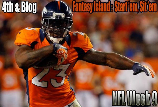 NFL Week 9 fantasy football start 'em, sit 'em