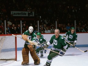 He once shared the ice with NHL legend Gordie Howe but the John Garrett Drinking Game is by far the former goalie's greatest accomplishment. (Getty Images)