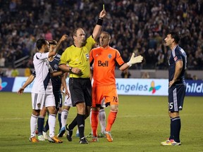 Martin Bonjour's last moment as a Whitecap, it appears, will be a sending off against the L.A. Galaxy in the playoffs. (Getty Images)