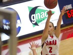 SFU's Kia Van Laare was 4-for-4 from beyond the three-point arc Saturday in the Clan's 20-point win over Seattle Pacific. (Ron Hole, SFU athletics)