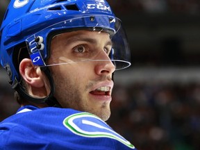 Maxim Lapierre suffered a groin injury Wednesday while blocking a second-period shot, but will play Friday against the Anaheim Ducks. (Getty Images via National Hockey League).