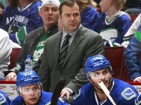 Canucks coach Alain Vigneault switchede his forward lines around at practice on Tuesday. (Photo by Jeff Vinnick/Vancouver Canucks/NHLI)
