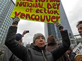 One readers says Canada, the U.S. and presumably other countries are better places to live thanks to protesters, including Idle No More supporters like Kat Norris, seen hearing demonstrating against Enbridge's proposed Northern Gateway pipeline. (Arlen Redekop/PNG FILES)