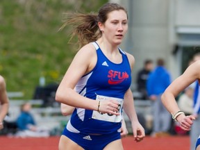 Simon Fraser Clan's Lindsay Butterworth repeated as one-mile champ at the GNAC indoor track and field championships Saturday in Nampa. Idaho. (SFU athletics)