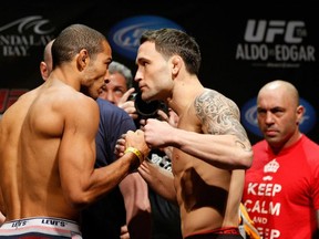 Jose Aldo and Frankie Edgar battle for the UFC featheweight title in the main event of UFC 156 tonight in Las Vegas.