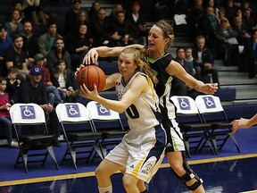 The Fraser Valley Cascades topped the host TWU Spartans on Saturday to win the Canada West women's regular season title. (Scott Stewart, TWU athletics)