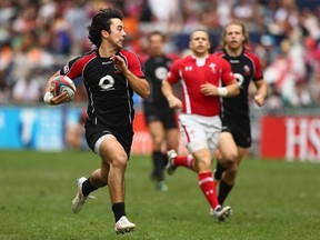 Nate Hirayama's first minute try vs Wales looked to have set Canada off to the races in the 2013 Hong Kong Sevens quarterfinals.(Photo by Mark Kolbe/Getty Images)