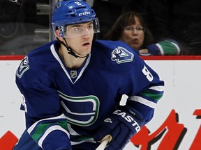 Chris Tanev returned to the Canucks lineup on Monday against Anaheim. (Getty Images via National Hockey League).