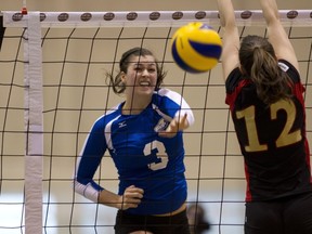 Wham! The Province Head of the Class standout Rosie Schlagintweit was budy taking care of business Thursday as the 'Birds moved on to the CIS semifinals in Quebec. (Richard Lam, UBC athletics)