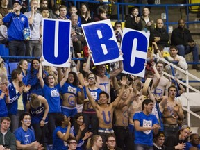 More, more, more... The UBC Thunderbirds had plenty to cheer Saturday and Sunday on a weekend that netted a CIS national title and two Canada West banners. (Bob Frid, UBC athletics)