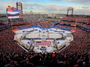 The 2012 Bridgestone NHL Winter Classic  at Citzens Bank Park in Philadelphia. (Photo by Len Redkoles/NHLI via Getty Images)