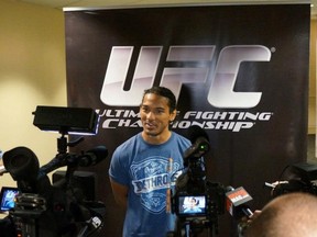 UFC lightweight champion Benson Henderson answers questions from the media.