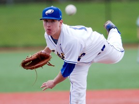 UBC's Sean Callegari pitched a gem Friday as the Thunderbirds beat LC State 16-1 to open its season-ending four-game NAIA West weekend series in Lewiston, Idaho. (Richard Lam, UBC athletics)