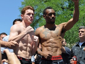 world champions Alvarez (left) and Trout battle Saturday live on Showtime.