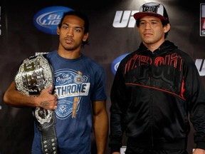 UFC on FOX 7 headliners Benson Henderson (left) and Gilbert Melendez meet for the UFC lightweight title tonight on FOX. (Photo by Josh Hedges/Zuffa LLC/Zuffa LLC via Getty Images)