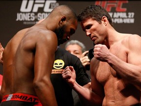 Jon Jones and Chael Sonnen square off Friday afternoon at the UFC 159 weigh-ins. Tonight, they square off in the cage for the light heavyweight title.