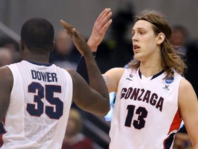 Gonzaga's Kelly Olynyk, a South Kamloops Titans grad, has declared for the NBA draft. (Getty Images photo)