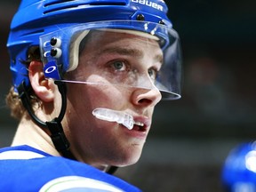 Mason Raymond has a shoulder strain and won't play tonight against the San Jose Sharks. Nicklas Jensen makes his NHL debut with Henrik and Daniel Sedin. (Getty Images via National Hockey League).