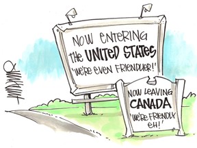 US and Canada sign Jim Hunt cartoon