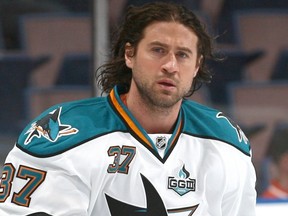 Adam Burish is no choirboy and the San Jose winger took issue with Kevin Bieksa accusing the Sharks of embellishment to draw penalties in Game 3. (Getty Images via National Hockey League).