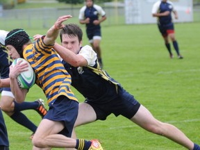 West Vancouver's Collingwood Cavaliers, pictured in Wednesday quarterfinal win over Abbotsford's Rick Hansen, advanced to the BC finals with a Thursday win over Victoria-SMUS (John Van Putten, The Abbotsford Times)