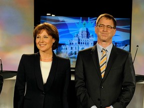 Liberal leader Christy Clark and NDP leader Adrian Dix, seen here before the the recent television debate, both have done things in the past that bother voters. (Mark van Manen/PNG FILES)