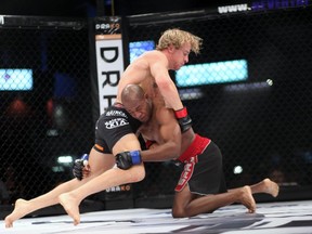 Michael Hill and Joel Powell square off in the main event for AFC 18: Mayhem at Bear Mountain Arena in Victoria. (Photo courtesy of Aggression Fighting Championship)