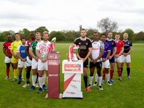 The captains ahead of the London Sevens. Canada's Nanyak Dala is on the left. (IRB/Martin Seras Lima)