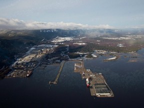 Douglas Channel, the proposed termination point for an oil pipeline in the Enbridge Northern Gateway Project, is pictured in an aerial view in Kitimat. (THE CANADIAN PRESS files)