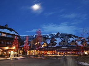 Whistler Village is beautiful at dusk, but the municipality has the most secretive government in Canada, says a Canadian journalists’ organization. (PNG FILES)