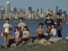 Our 2013 valedictorians gathered at Spanish Banks in Vancouver. Left to right: Joban Phulka, Ashley Simpson, Alex Camilleri, Brianna Cairns, Kais Khimji, Alex Lee, Mikayla Marazzi, Katie Alexandre (Richard Lam, PNG photo)