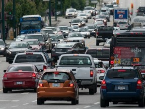 Heavy traffic on East Hastings near Boundary during afternoon rush hour in Vancouver on Wednesday shows how popular cars are with commuters. (Gerry Kahrmann/PNG FILES)