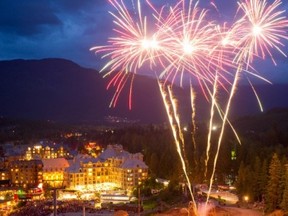 Fireworks over Whistler Village