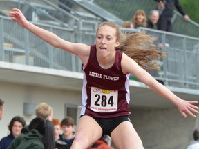 Little Flower Academy's Jessica Hanson is a true double threat on the basketball court, and in the sprint hurdles and jumps. (PNG photo)