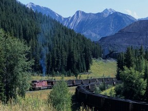 CP coal train from Teck Cominco’s Coal Mountain operation in B.C. makes its way through the mountains. (PNG FILES)