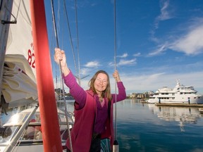 Jeanne Socrates, shown here in 2010, is a 70-year-old retired British math teacher who became the oldest woman to sail solo non-stop around the world when she arrived back in Victoria early Monday. (TIMES COLONIST FILES)
