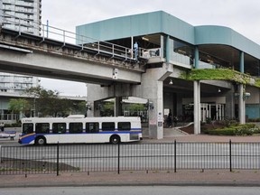 A bus arrives at King George SkyTrain station in Surrey. Transit expansion south of the Fraser River is one of the main goals for proponents of new tax revenue.