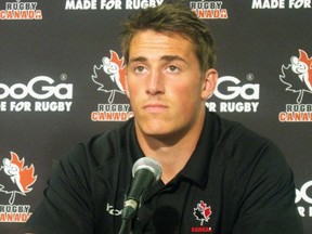Team Canada rugby winger Jeff Hassler, attends a media event in Toronto on Wednesday, June 13, 2012 prior to Friday's test match against Italy at BMO Field. THE CANADIAN PRESS/ Neil Davidson