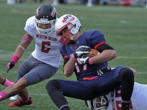 SFU's Ryan Blum is battling for the team's starting quarterback job this season. (PNG file photo by Les Bazso)