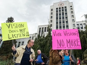 Hundreds of Vancouverites unhappy with Vision Vancouver’s rapid densification of the city turned up at city hall Tuesday to complain. (Steve Bosch/PNG FILES)