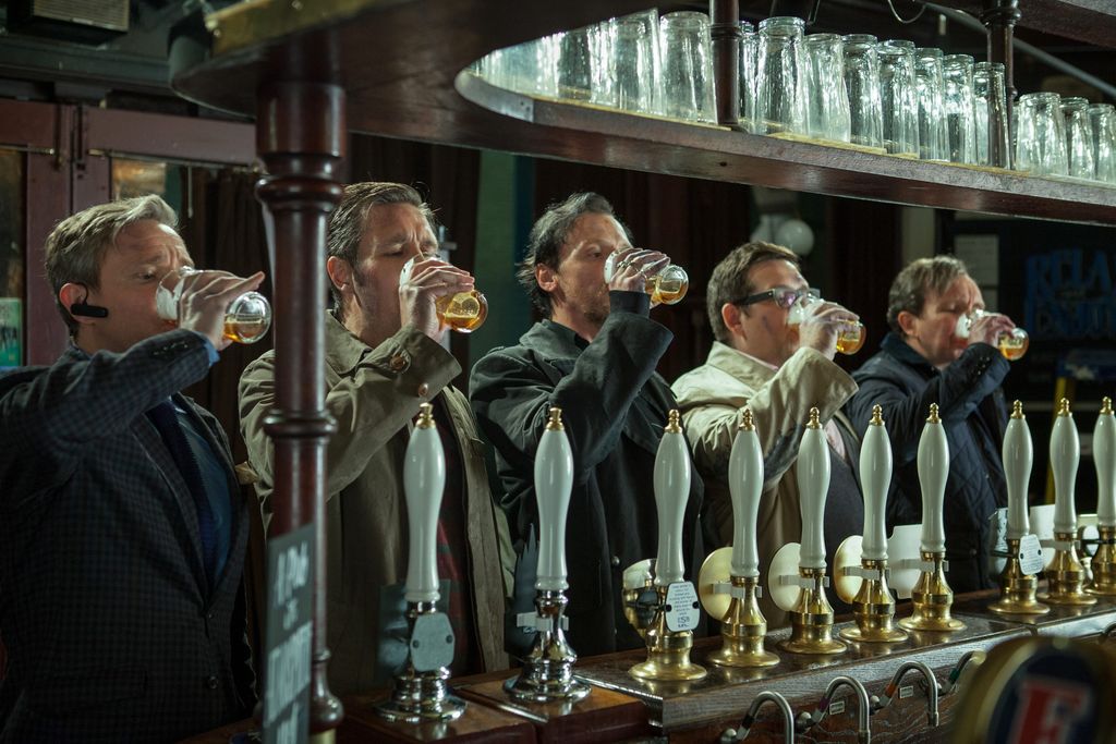 I hope you can hold your liquor. THE WORLD’S END follows a group of childhood friends who reunite to take on a legendary pub crawl… except there’s a few minor – ahem – bumps in the road. (AP Photo/Focus Features, Laurie Sparham)