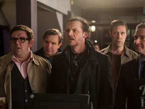 Nick Frost, Eddie Marsan, Simon Pegg, Paddy Considine and Martin Freeman star in THE WORLD'S END, the final instalment in director Edgar Wright's 'Cornetto' trilogy. (AP Photo/Focus Features, Laurie Sparham)