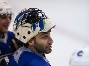 Roberto Luongo has his first skate of the new hockey season with teammates on Friday at UBC.
