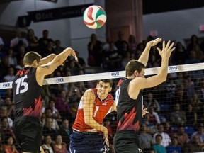 Canada and the USA met in the championship final of the NORCECA men's volleyball championships on Saturday at Langley Events Centre. (Photo courtesy Volleyball B.C.)