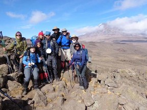 The team in front of Mount Kilimanjaro.