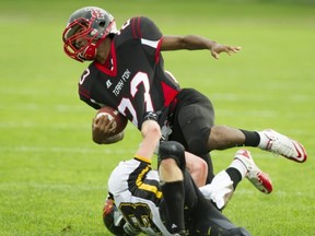 Running back Keishon Ross and the rest of the No. 2 Triple A Terry Fox Ravens, topped No. 5 WJ Mouat on Friday night. (PNG file photo)