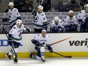 The Vancouver Canucks after losing to the San Jose Sharks in the Stanley Cup playoffs in May 2013.